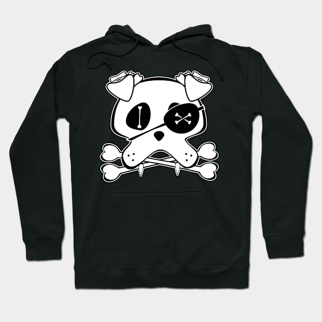 kawaii Pirate Pug Dog, Skull and Crossbones, Funny Halloween Hoodie by Redmanrooster